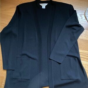 Misook Black Open Front Cardigan with Slit Sides EUC Size Medium